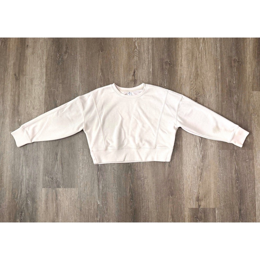 90 Degree by Reflex Girls Crop Sweatshirt Cream Long Sleeve Pullover Size L 12